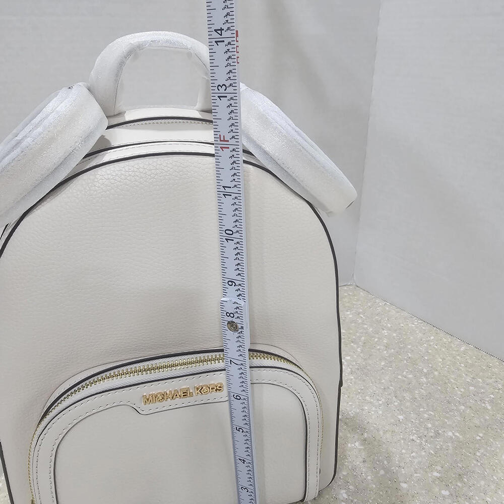 Michael Kors Jaycee Medium Pebbled Leather Backpack Light Cream NWT - Picture 5 of 15